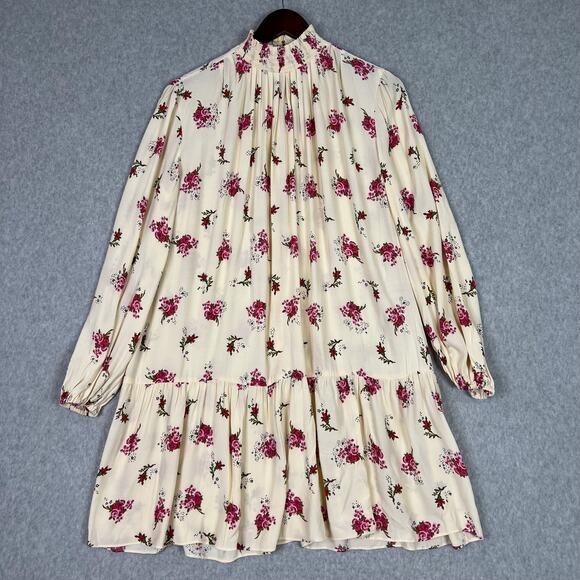 Maje Risoula Floral Print Woven Long Sleeve Mini Dress Size 36 Small - Picture 2 of 10